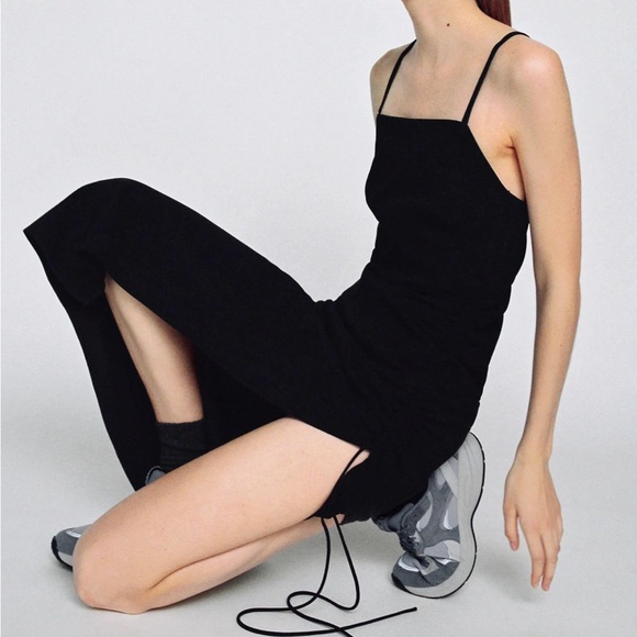 NWT Zara Black Ruched Dress - Picture 4 of 7